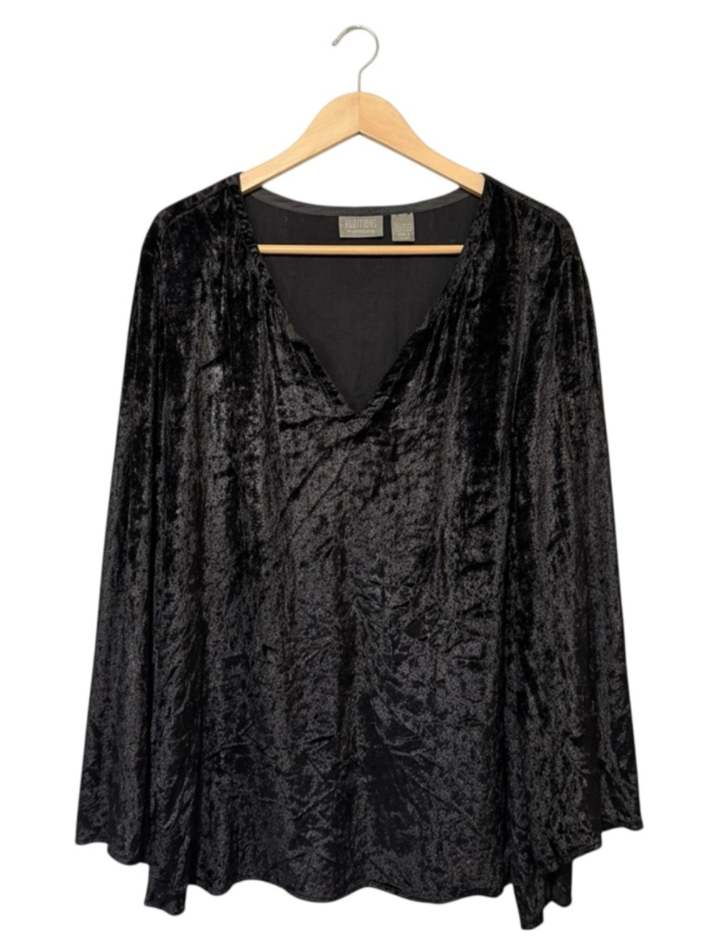 Chicos‎ Womens Vintage Black Velvet Tunic Top XL Whimsigoth Vamp Grunge